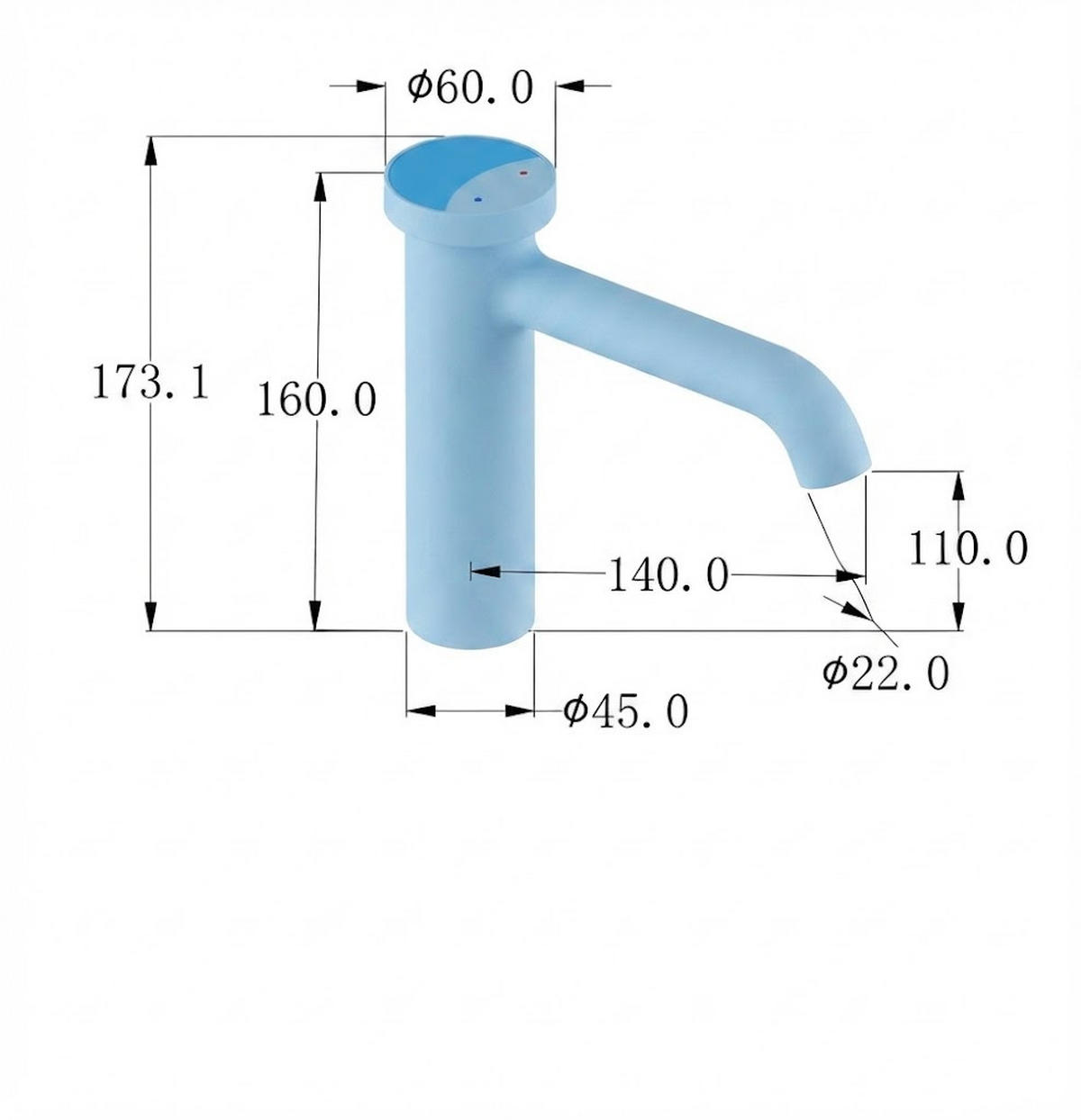 BADEZIMMERARMATUR, 17,3 x 14 cm, blau - Blau, Metall (25/10/20cm) - Vallsero