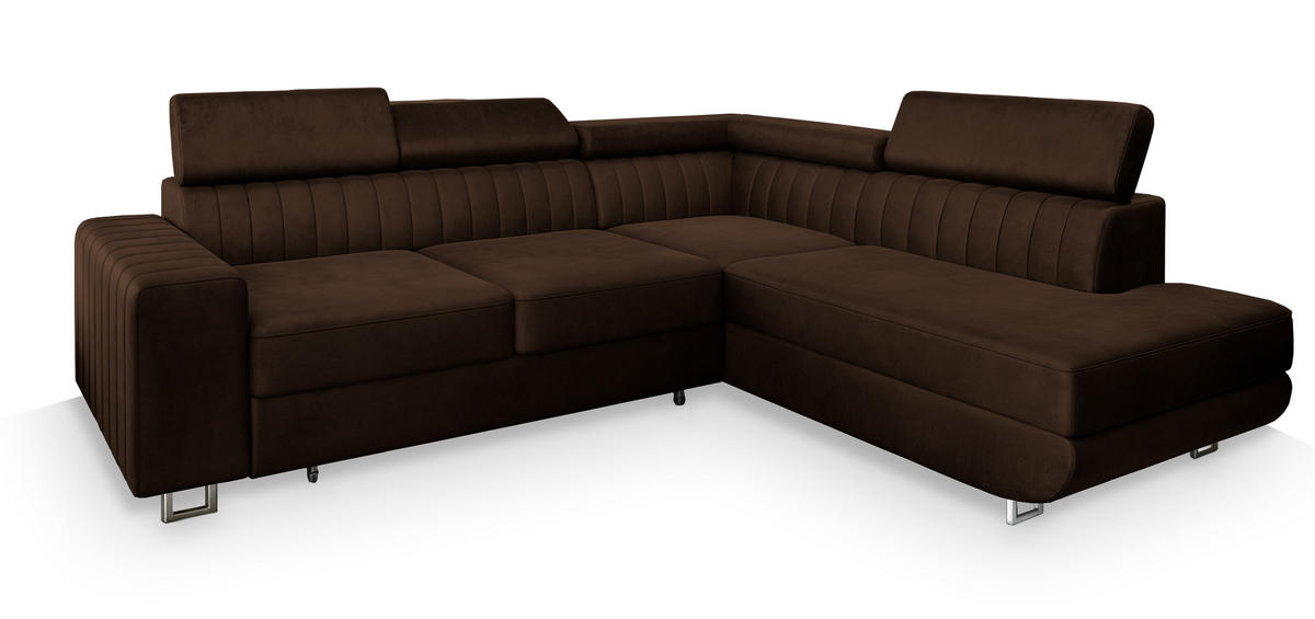 ROHOVÁ SEDAČKA NOLA hnědá - stříbrná/hnědá, kov/dřevo (253/190cm) - MASSENO