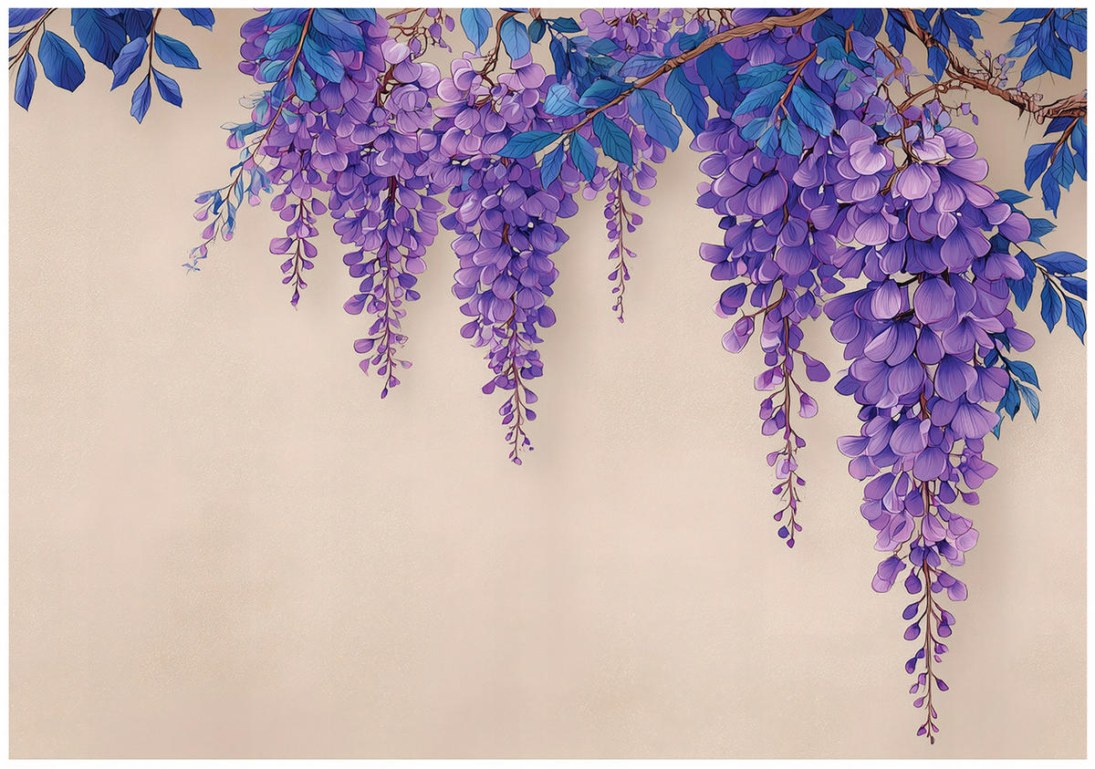 FOTOTAPETE Blumen Hängend Lila 350x250 cm - Multicolor, Papier (350/250cm) - Wallarena