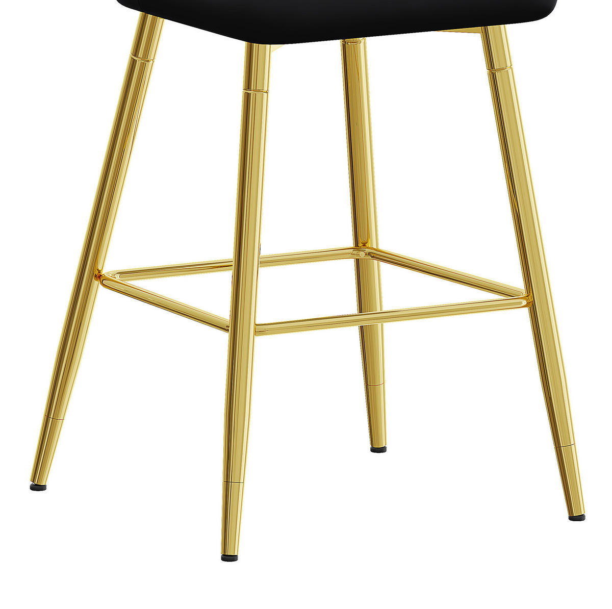 BARHOCKER 2er-Set 100 cm PU-Leder Schwarz mit Metallgestell Goldfarben - Goldfarben, Metall (45/100/42cm) - Meubliv