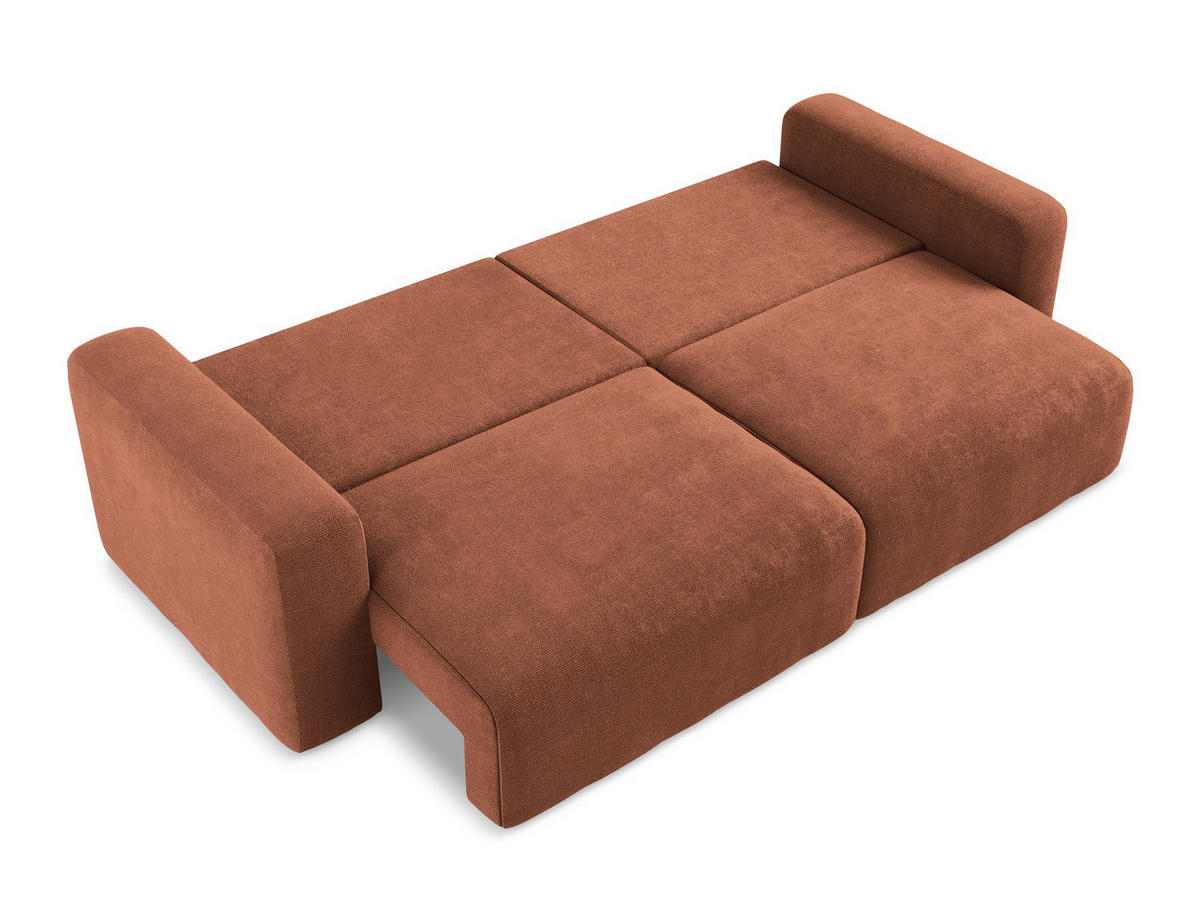 3-SITZER SOFA mit Schlaffunktion Chenille Stoff Orange - Terra cotta/Schwarz, Kunststoff/Textil (244/79/102cm) - Makamii