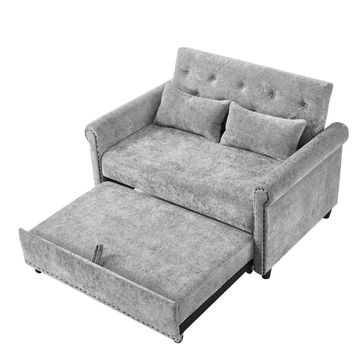 SCHLAFSOFA Grau mit Ausziehbett und 3-fach verstellbarer Rückenlehne, Chenille - Schwarz/Grau, Holzwerkstoff/Kunststoff (120/82/170cm) - CHICFURN