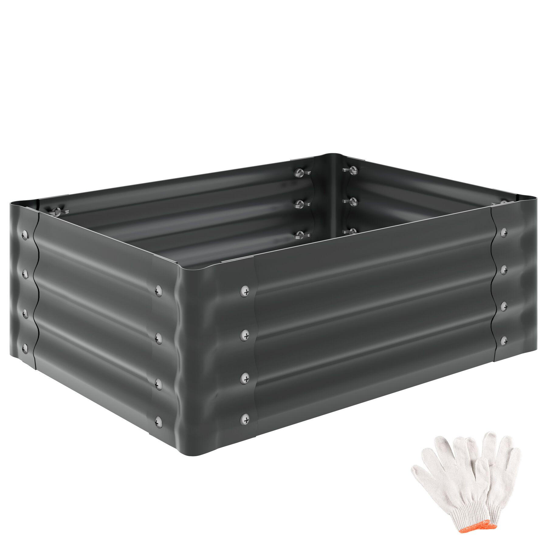 HOCHBEET Salvia verzinkt, 80 x 60 x 30 cm, 130 l, Stahl grau, inkl. Handschuhe - Grau, Metall (60/30/80cm) - tectake