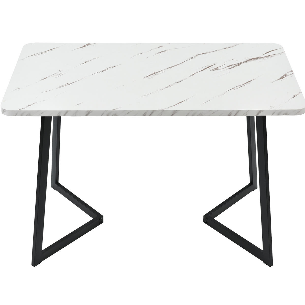 ESSTISCH MDF in Marmoroptik mit Metallgestell, 117/68/75 cm, Weiß/Schwarz - Schwarz, Holzwerkstoff (117/68/75cm) - Redom