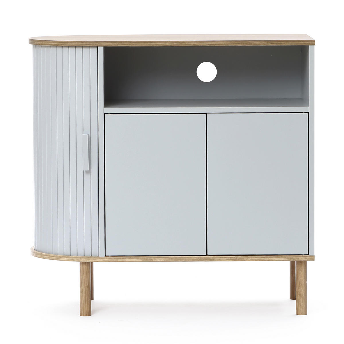 KOMMODE Modern mit 2 Türen, Holz | B80 x T40 x H76,5 cm - Grau, Holz (80/76.5/40cm) - Hometopia