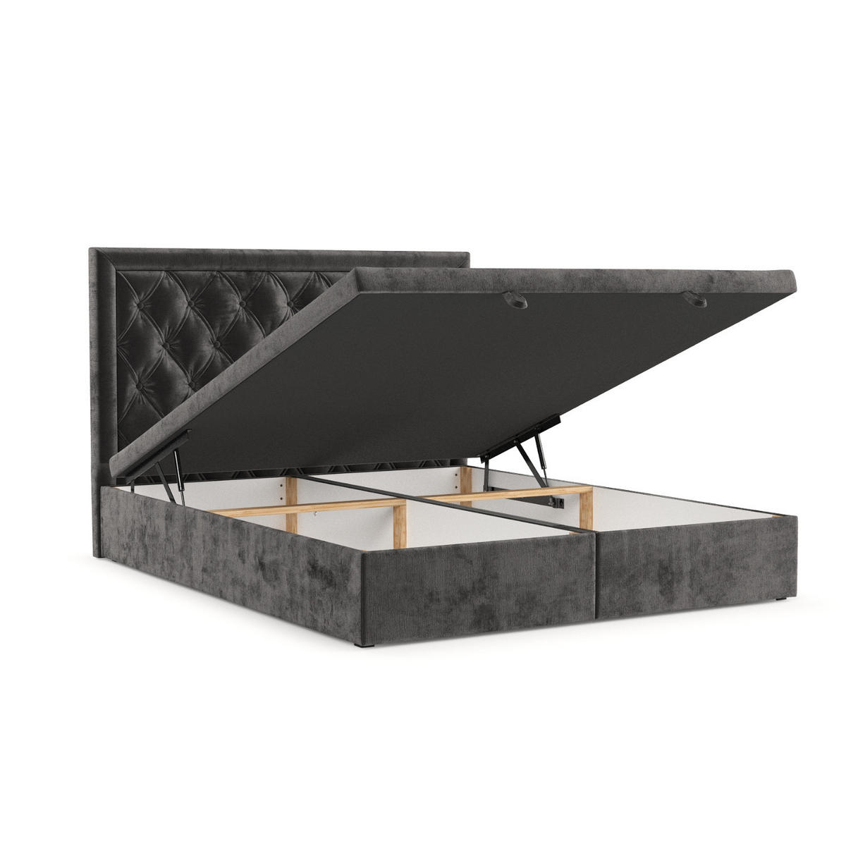 POLSTERBETT Nicobar mit Stauraum 120/200 cm Stahl im Lotta Stoff - Schwarz/Graphitfarben, Holz/Holzwerkstoff (120/200cm) - AltaBeds