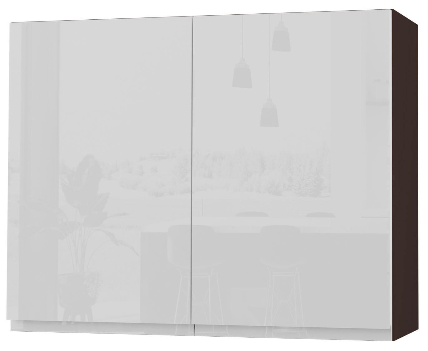 HÄNGESCHRANK Florence W3/90 Lava / RAL 9003 signalweiß HG 90 / 32,5 / 72cm - Dunkelgrau/Weiß Hochglanz, Holz/Holzwerkstoff (90/72/32.5cm) - Feldmann-Wohnen