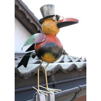RABE für die Dachrinne 30cm Bunt Vogel aus Metall Dachschmuck Gartendeko - Multicolor, Metall (11.5/30/24cm) - DanDiBo
