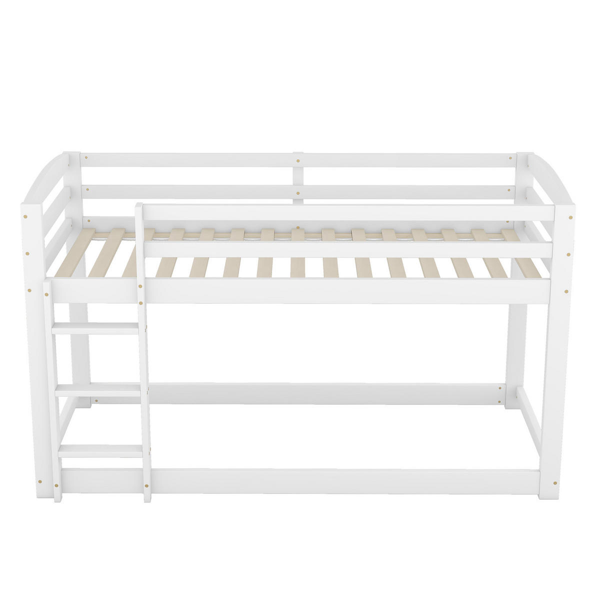 ETAGENBETT 90/200 cm aus Kiefern mit niedriger Bauweise und Absturzsicherung, Weiß - Weiß, Holzwerkstoff (90/200cm) - Redom