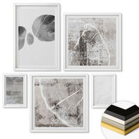 WANDBILDER 5er-Set - 50x50 cm & 20x30 cm & 40x60 cm Weißer Rahmen - Abstrakte moderne Formen - Weiß, Kunststoff (40/60cm) - ArtPrintCave