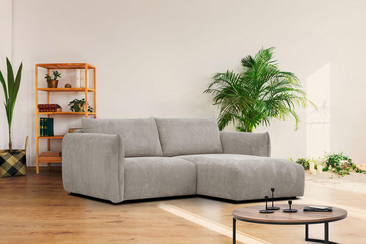 ECKSOFA TAUER 3-Sitzer, taupe - Taupe/Schwarz, Holzwerkstoff/Kunststoff (206/173cm) - Courtois Laville