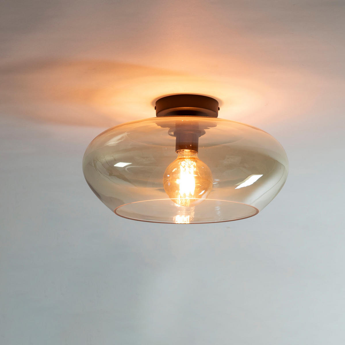 DECKENLEUCHTE Elevate Braun 40/40/22 cm - Goldfarben, Glas (40/40/22cm) - Hoyz Collection