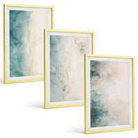 BILDER SET 3er Set - 40x60 cm Goldrahmen - Minimalismus auf Aquarellleinwand - Goldfarben, Kunststoff (40/60cm) - TULUP