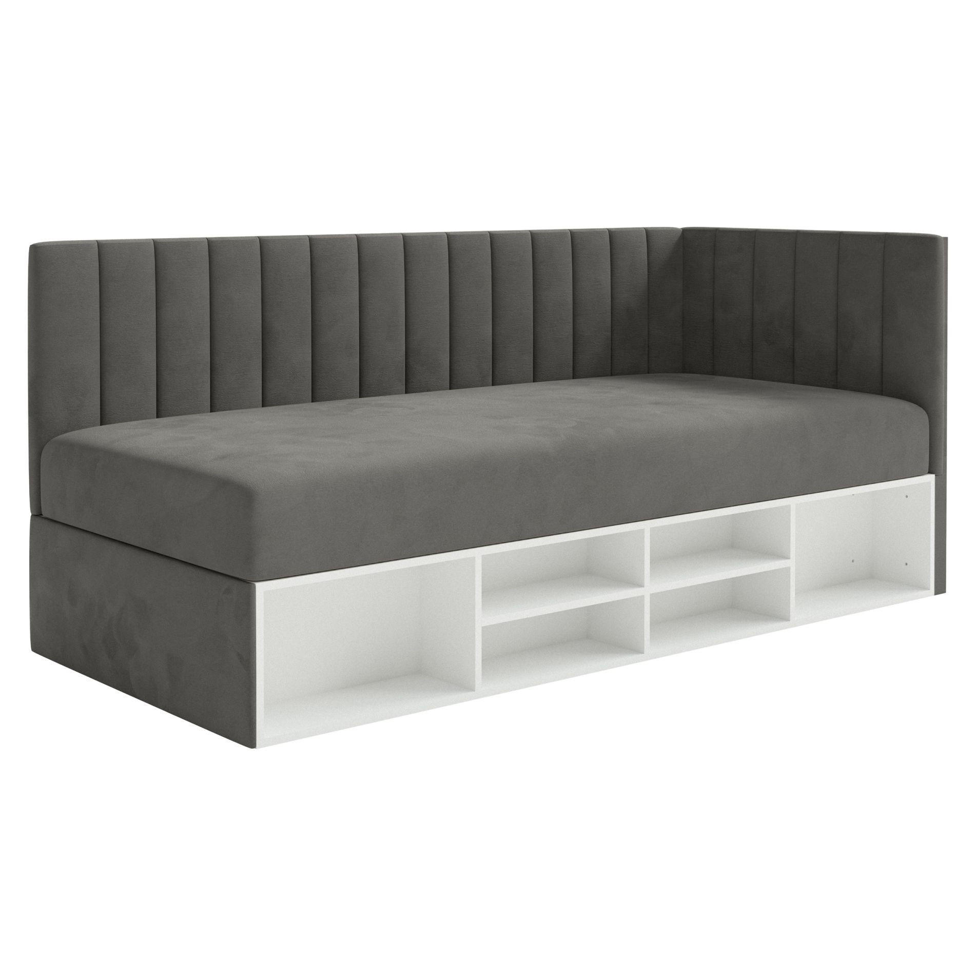 JUGENDBETT Ventrio Dunkelgrau Easy-Clean-Samtbezug 90x200 cm - Dunkelgrau, Holz/Textil (90/200cm) - Selsey