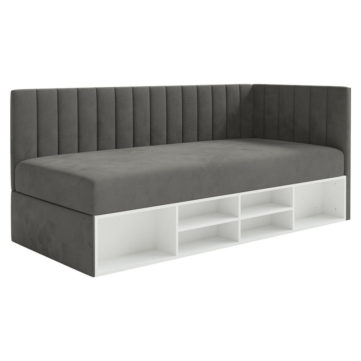 JUGENDBETT Ventrio Dunkelgrau Easy-Clean-Samtbezug 90x200 cm - Dunkelgrau, Holz/Textil (90/200cm) - Selsey