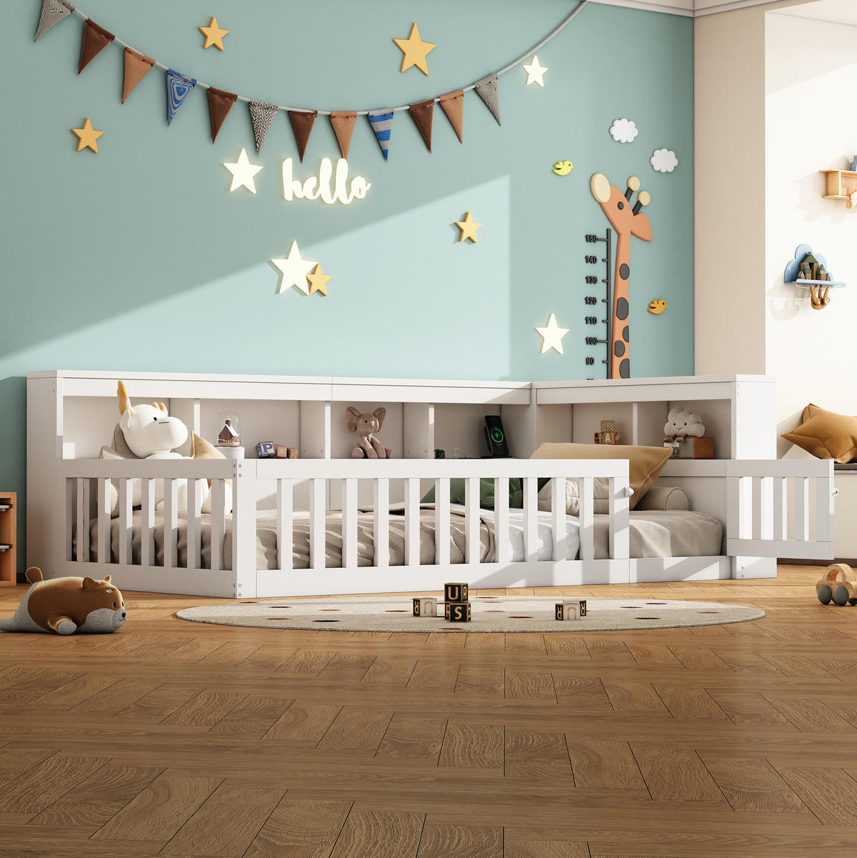 TAGESBETT 90/200 cm mit Lattenrost, USB-Anschluss, Steckdose und Stauraum aus Spanplatte/MDF, Weiß - Weiß, Holzwerkstoff (90/200cm) - Redom