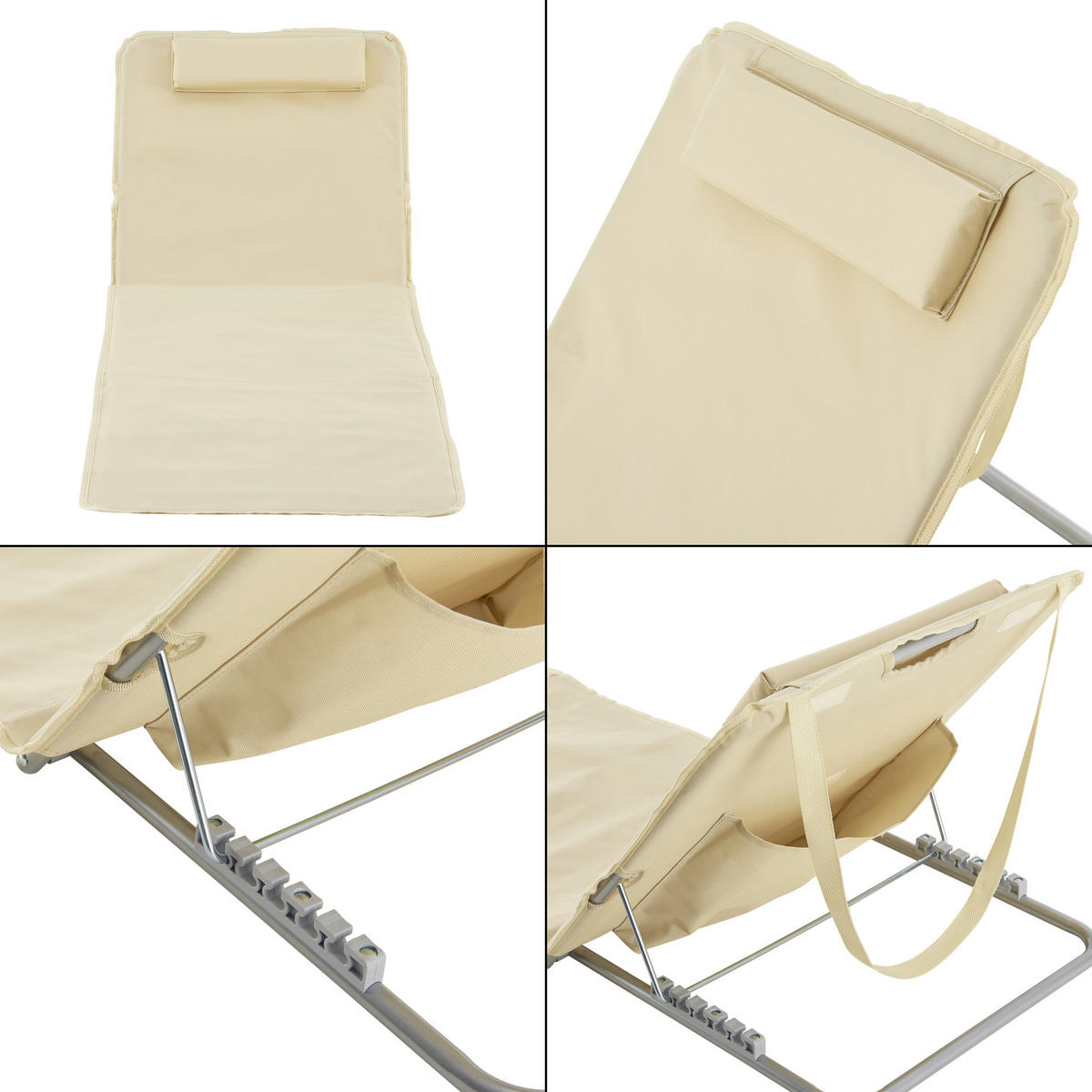 STRANDMATTEN-SET 2 TLG. Cellorigo - Beige, Textil/Metall (160/42/49cm) - [en.casa]