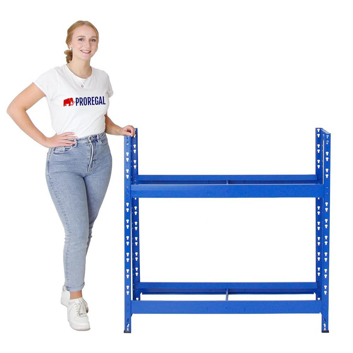 REIFENREGAL Tiger 2er-Set mit 2x 100x110x35 cm 150 kg Fachlast bis zu 16 Reifen mit Ebenen Blau - Blau, Metall (220/100/35cm) - PROREGAL