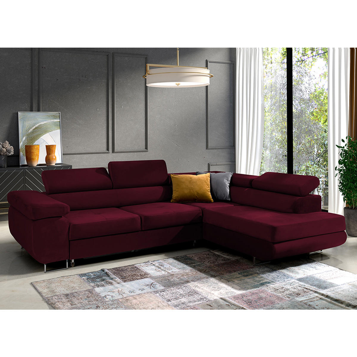 ECKSOFA Wilson 4 Sitzplätze Bordeaux - Rot, Holzwerkstoff (271/201cm) - Petits-meubles
