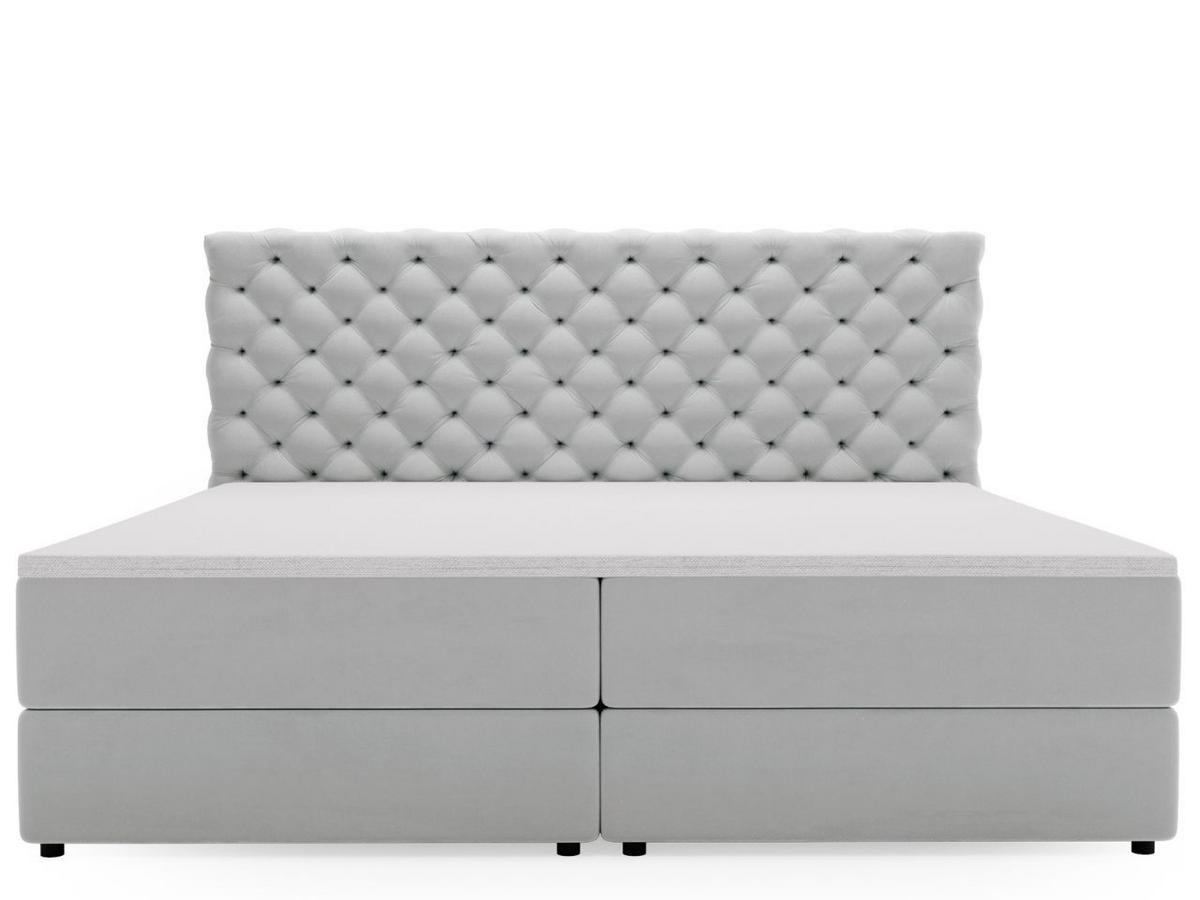 BOXBETT Bergamo 200x200 Hellgrau - Hellgrau/Schwarz, Holz/Textil (200/200cm) - Graingold