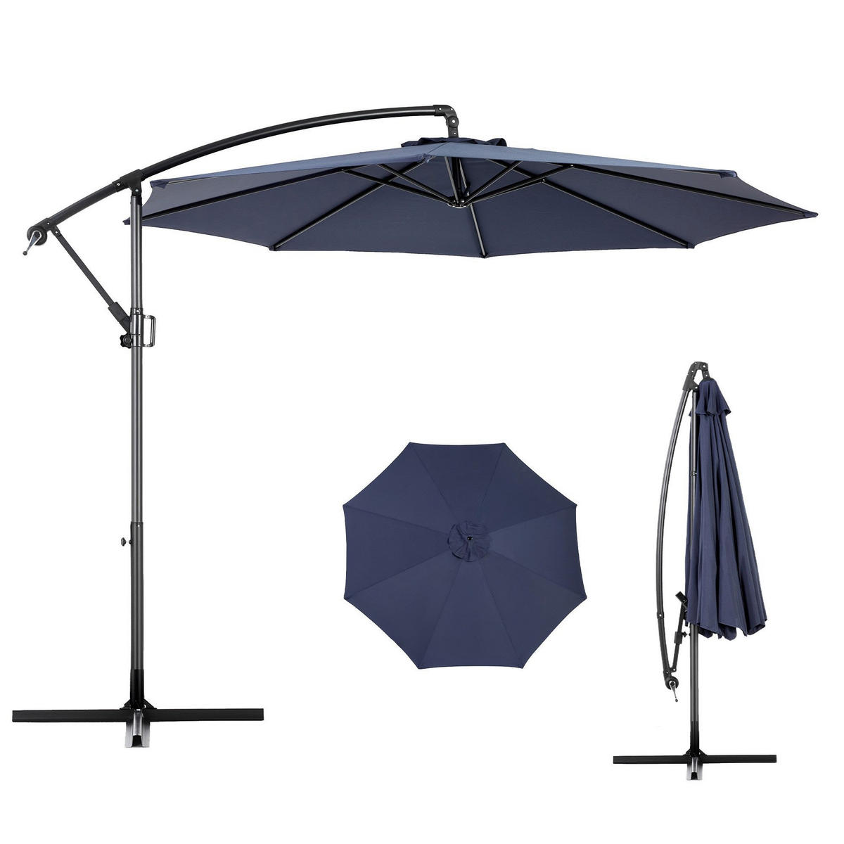 SONNENSCHIRM 295x295cm,Ampelschirm,Gartenschirm,Aluminium,Sonnenschutz,Dunkelblau - Dunkelblau, Metall (295/295cm) - LVHOM
