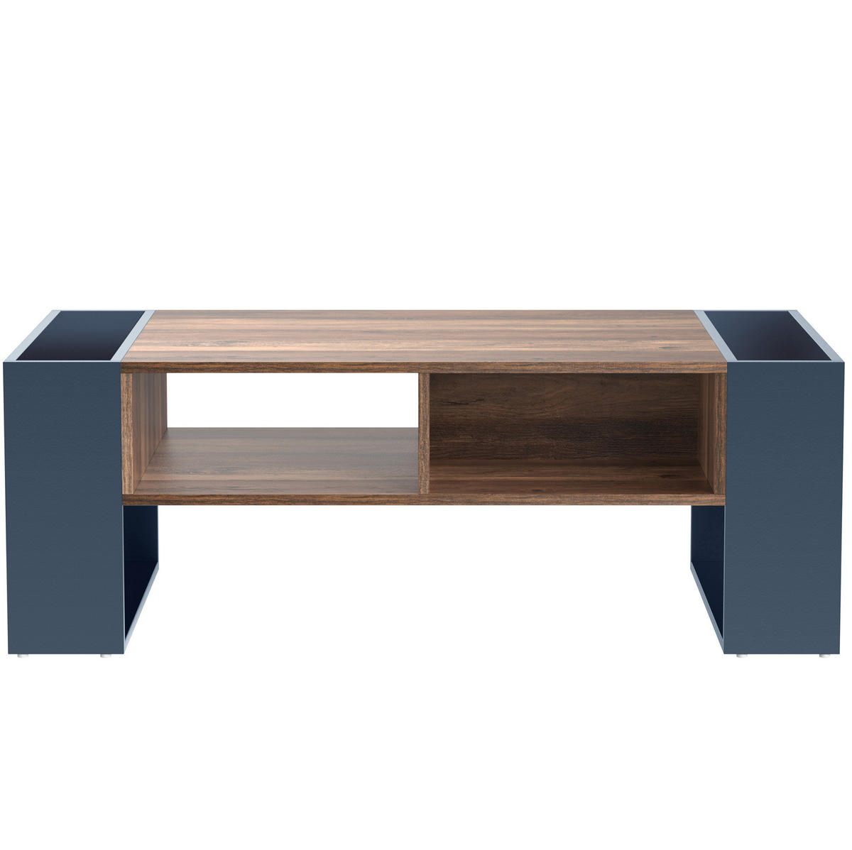 COUCHTISCH 111/60/40 cm mit Schublade und beidseitigem Stauraum - Schwarz, Holzwerkstoff (111/60/40cm) - Flora Grace