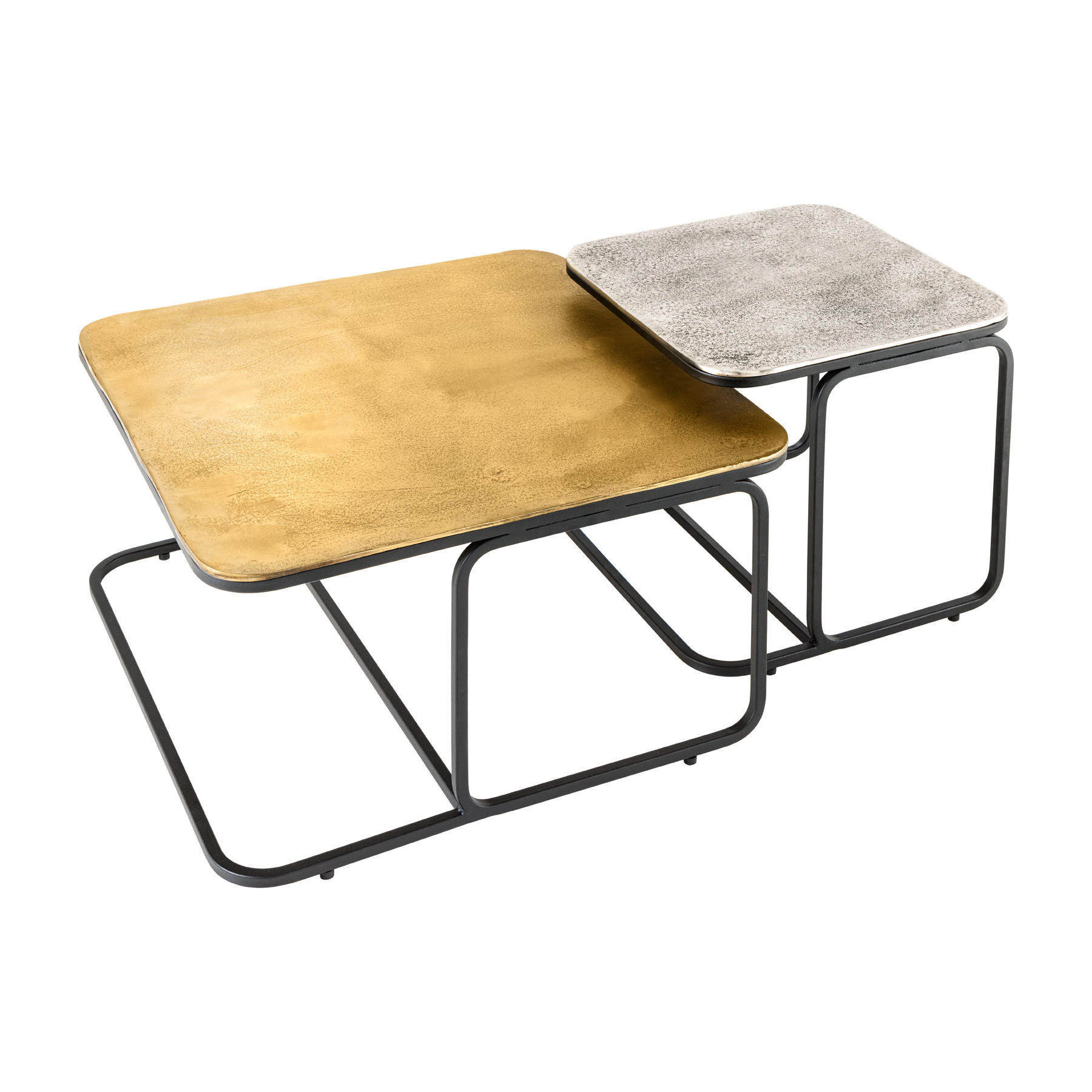 COUCHTISCH 2er Set ABSTRACT quadratisch, Metall, Gold, Silber 61cm - Silberfarben/Goldfarben, Metall (61/61/31cm) - riess-ambiente