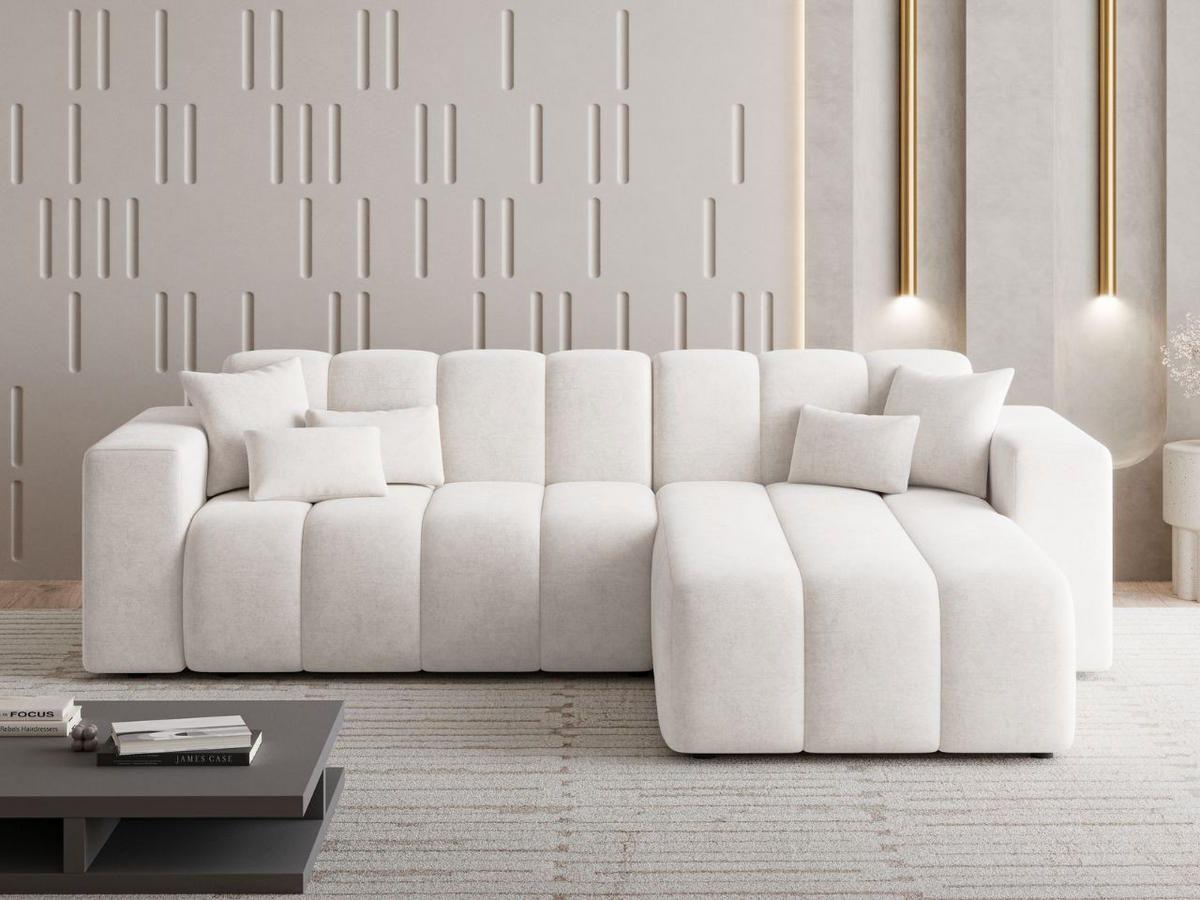 ECKSOFA Nork Creme Rechts - Creme, Holz/Textil (265/180cm) - Graingold