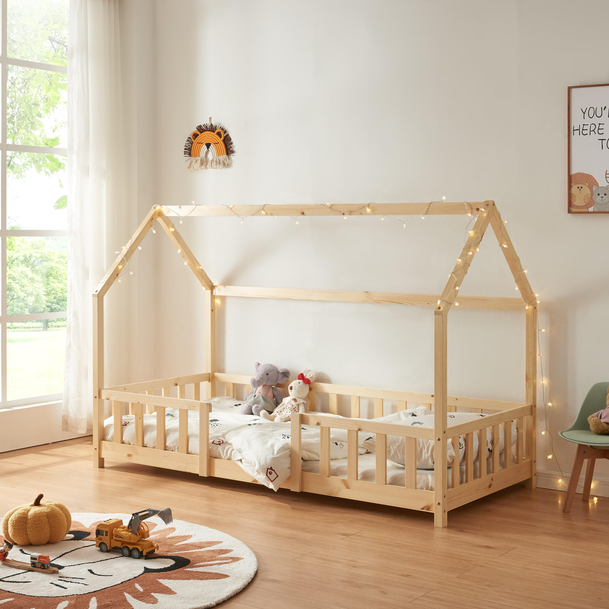 HAUSBETT Sisimiut - Naturfarben, Holz (90/200cm) - [en.casa]