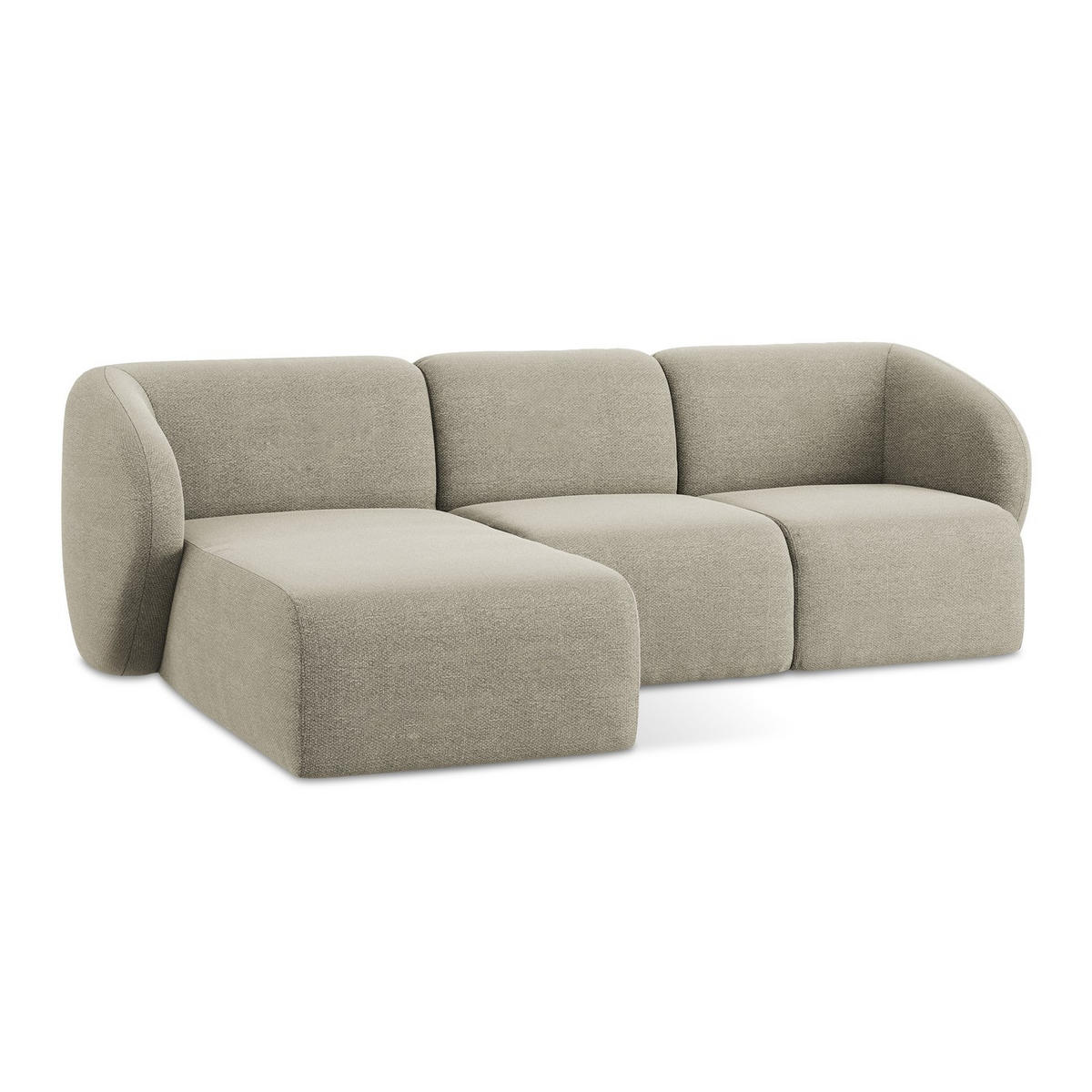 ECKSOFA Links Bouclé Stoff Grau - Taupe/Schwarz, Holzwerkstoff/Kunststoff (248/166cm) - LaMiaSofa