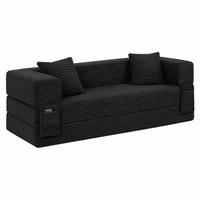 SOFA umwandelbar zum Bett Cord Schwarz - Schwarz, Kunststoff (76/60/200cm) - Meubliv