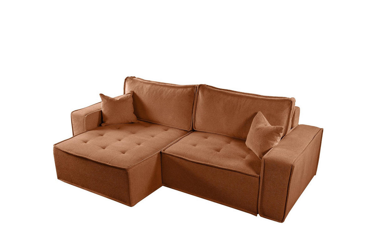 ECKSOFA Schlafsofa Flosi In Raven - Rotbraun, Holzwerkstoff/Textil (248/140cm) - Fun Möbel