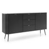 SIDEBOARD Salvia 2T 3S Schwarz 168/87/39 cm – mit geriffelten Fronten und hohen Beinen - Schwarz, Holzwerkstoff/Metall (168/87/39cm) - AX Living