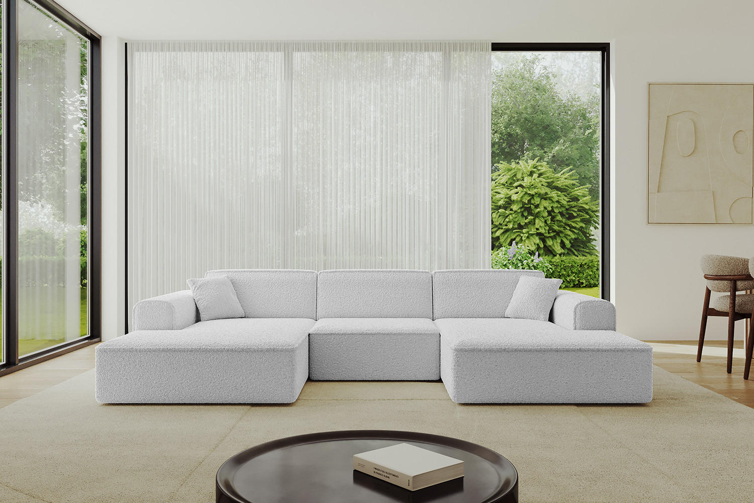 WOHNLANDSCHAFT IREA-U1-v3 - 303x171x79 cm Hellgrau - Hellgrau, Holzwerkstoff/Textil (303/79/171cm) - ALTDECOR