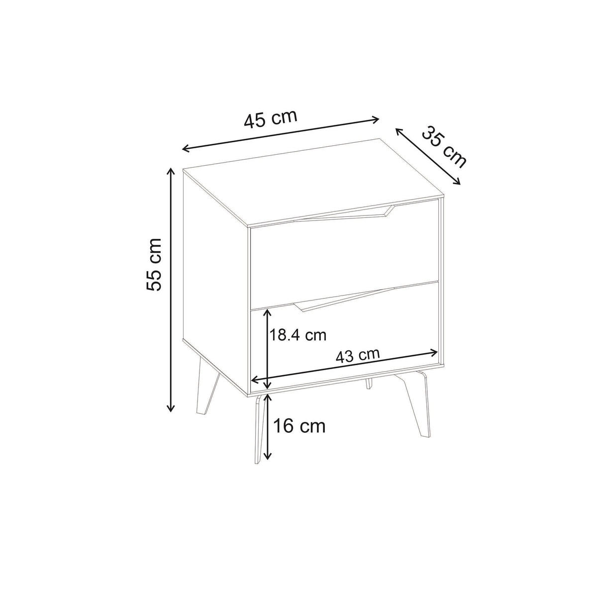 NACHTTISCH Jaden Sandstein, Warme Eiche 45/35/55 cm - Sandfarben, Holzwerkstoff/Metall (45/55/35cm) - Decortie
