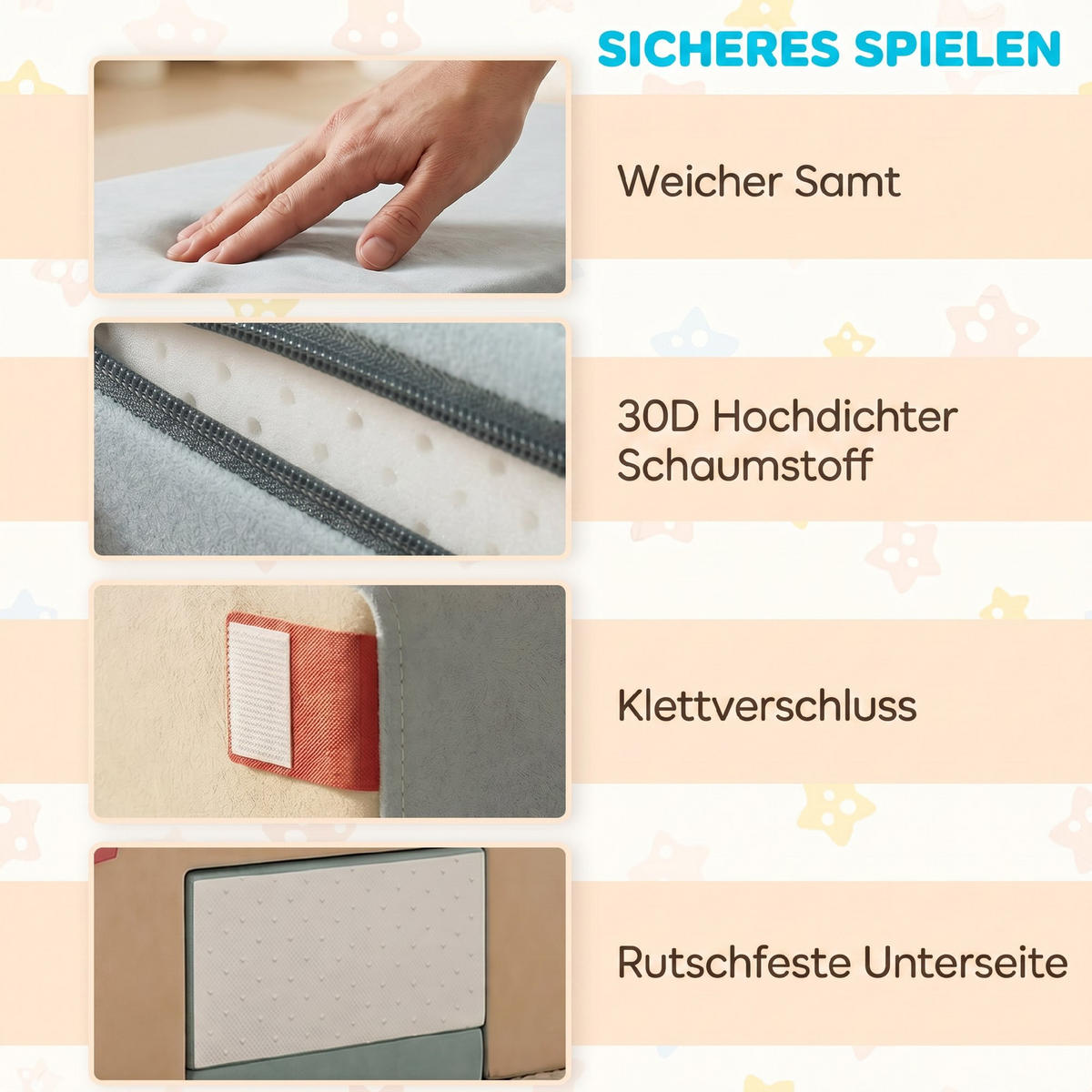 SCHAUMSTOFF-BAUSTEINE 7er Set Samt PU-Schaum Mehrfarbig - Multicolor, Textil (39/79cm) - AIYAPLAY