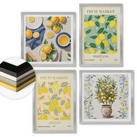WANDBILDER 4er Set - 50x50 cm & 40x60 cm Silberner Rahmen - Zitrusfrüchte aus Italien - Silberfarben, Kunststoff (50/50cm) - ArtPrintCave