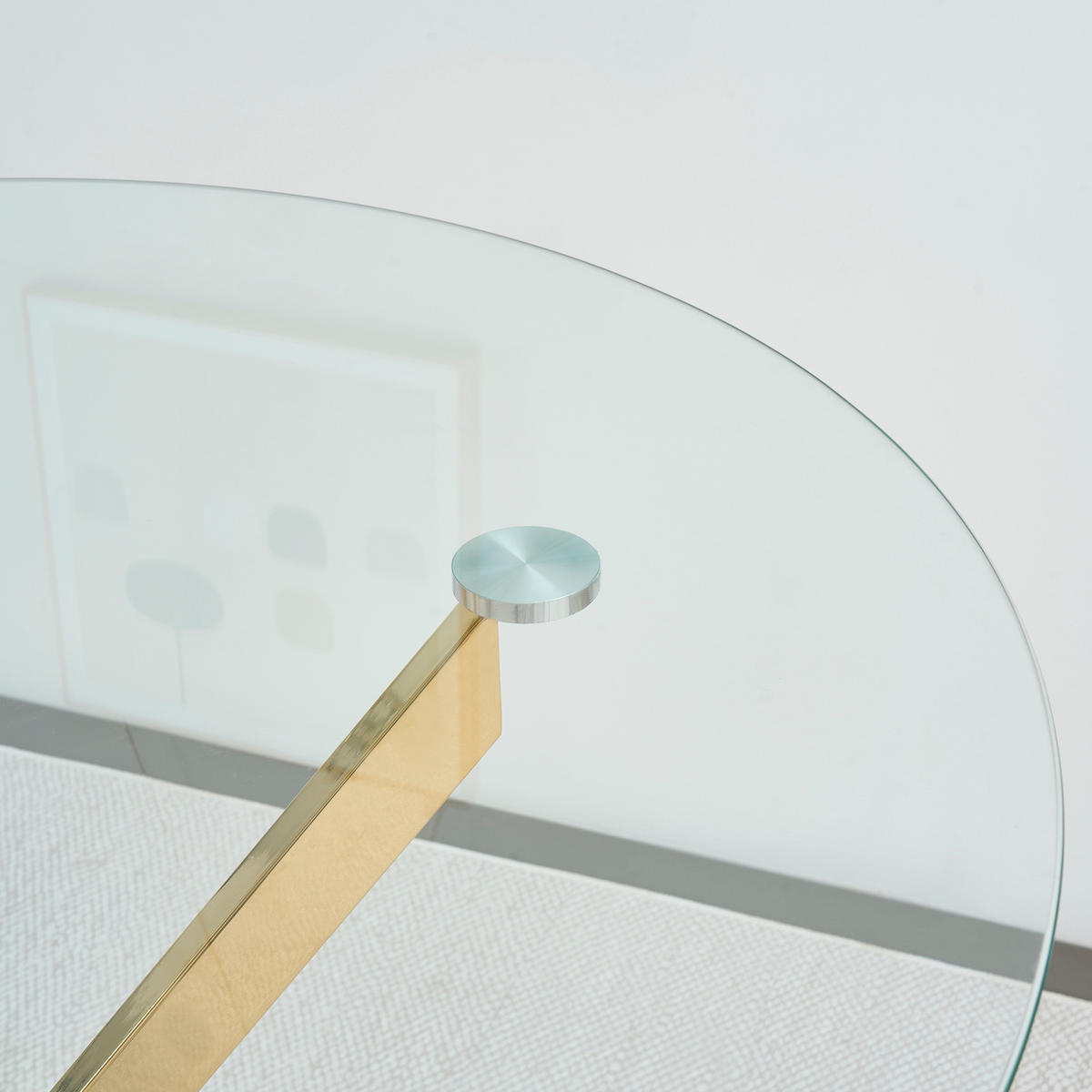 ESSTISCH rund 80/80/76 cm aus Glas und Metall in Gold - Goldfarben, Metall (80/80/76cm) - Flora Grace