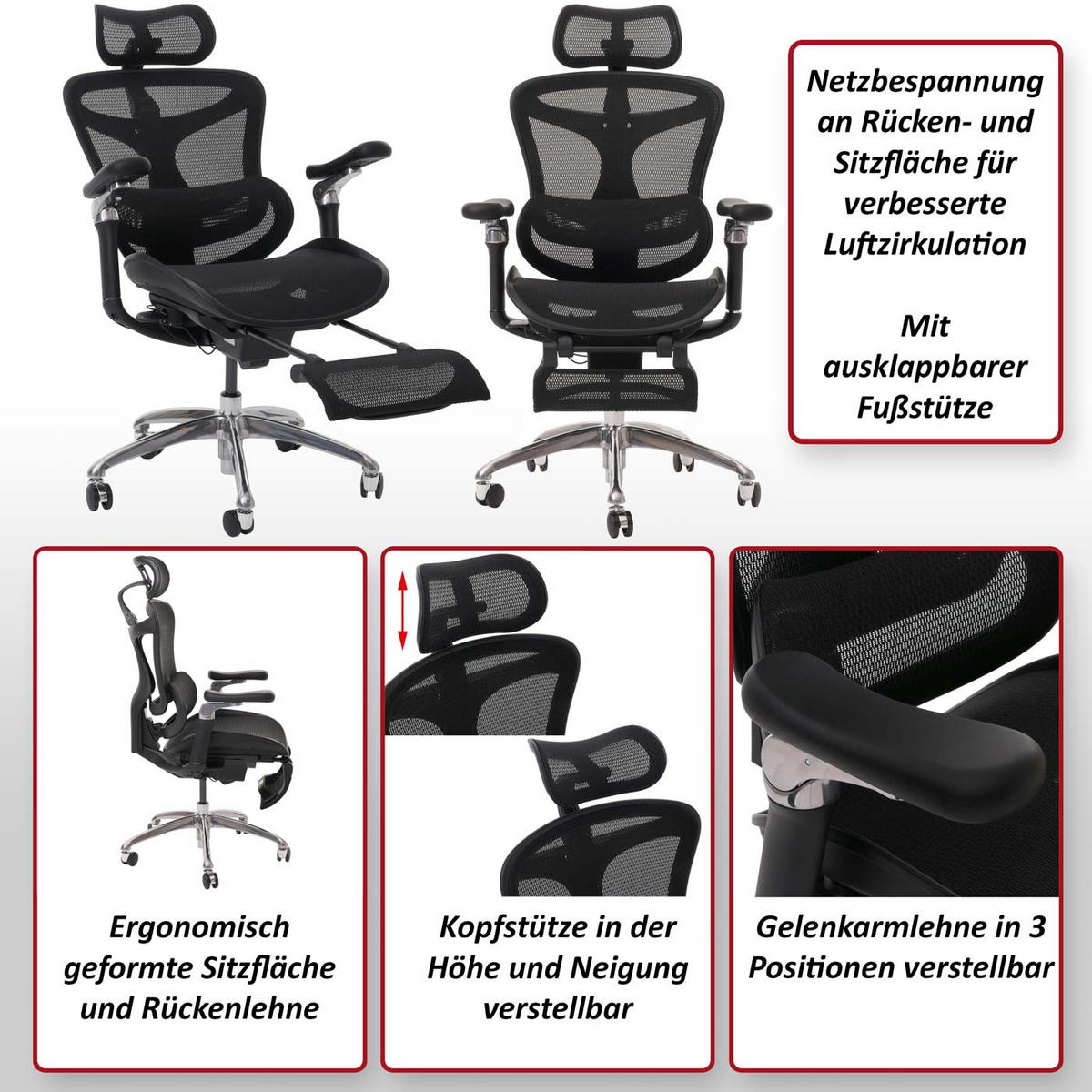 BÜROSTUHL Schwarz - Schwarz, Textil (64/128/143cm) - MCW
