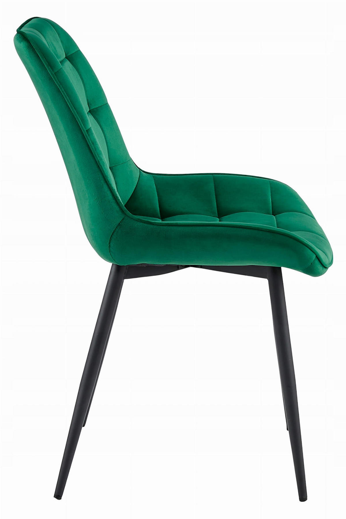 STUHL BARDI 1 Stück, Grün, Schwarz, mit Samtstoff gepolstert - Grün, Holz/Textil (45/82/54cm) - Komodee