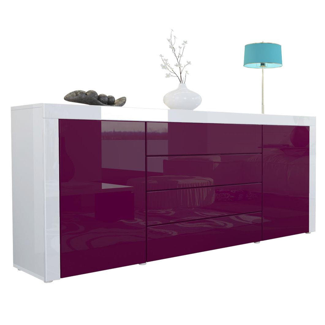 SIDEBOARD La Paz Brombeer Hochglanz / Weiß Hochglanz - Brombeere, Holzwerkstoff (167/72/35cm) - Vladon
