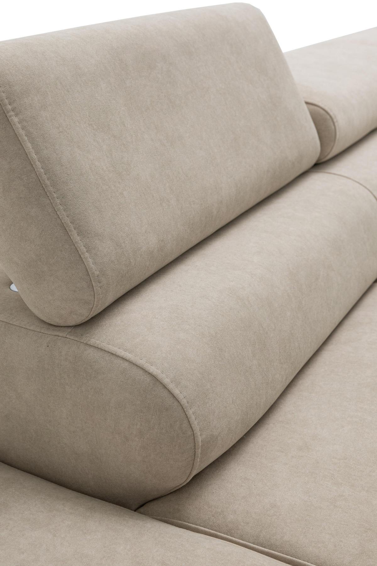 ECKSOFA PRIAM L Rechts mit Schlaffunktion 125x195 Velours Beige - Beige/Schwarz, Holz/Textil (203/275cm) - Muffo