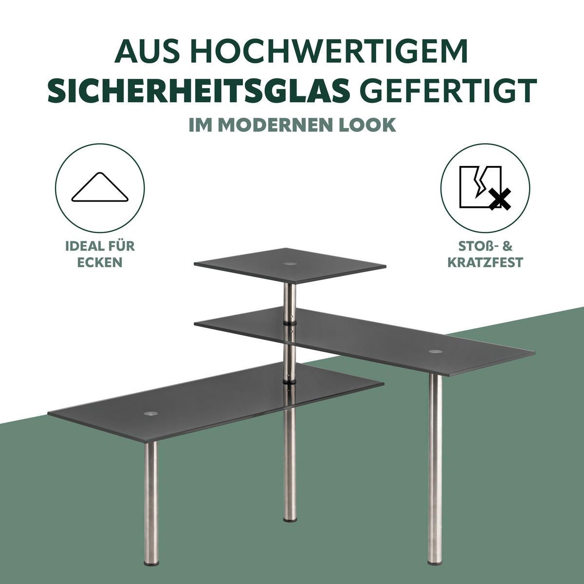 ECKREGAL, schwarz - Schwarz, Glas (42/34.5/42cm) - bremermann