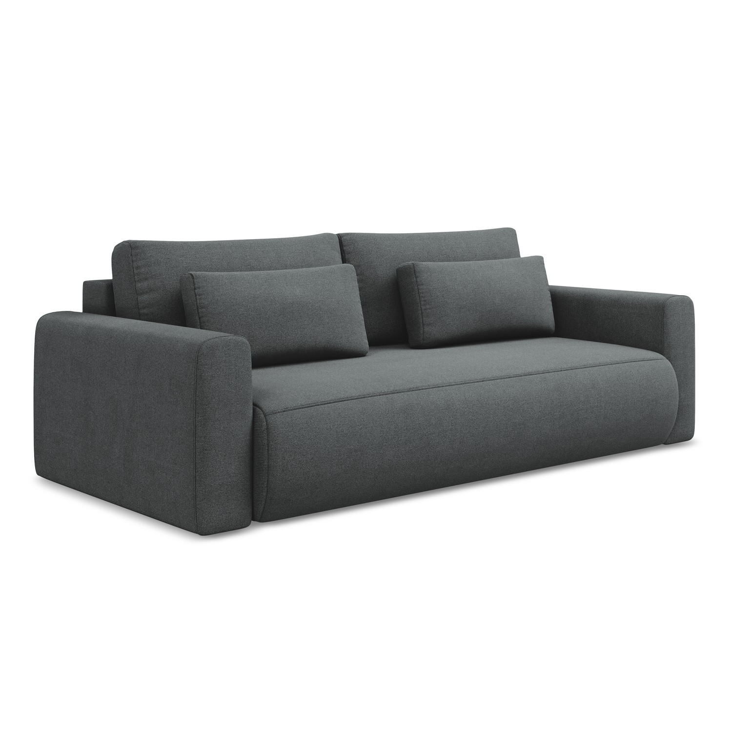 3-SITZER SOFA mit Schlaffunktion Strukturstoff Stoff Grau - Schwarz/Grau, Kunststoff/Textil (238/82/105cm) - LaMiaSofa