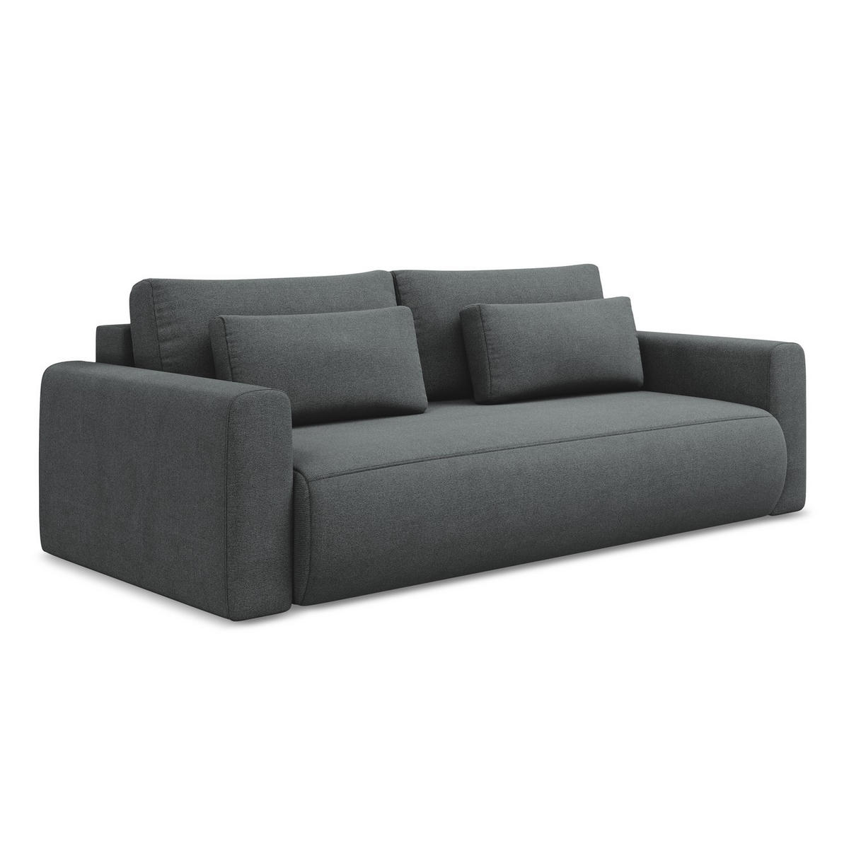 3-SITZER SOFA mit Schlaffunktion Strukturstoff Stoff Grau - Schwarz/Grau, Kunststoff/Textil (238/82/105cm) - LaMiaSofa