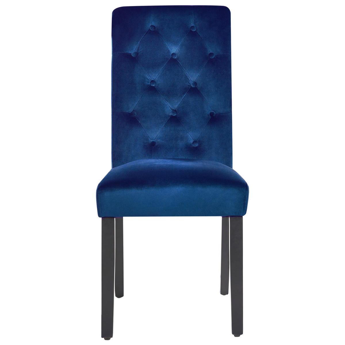 ESSZIMMERSTUHL 2er-Set Samtstoff Dunkelblau Velva - Dunkelblau, Textil (44/99/51cm) - Beliani