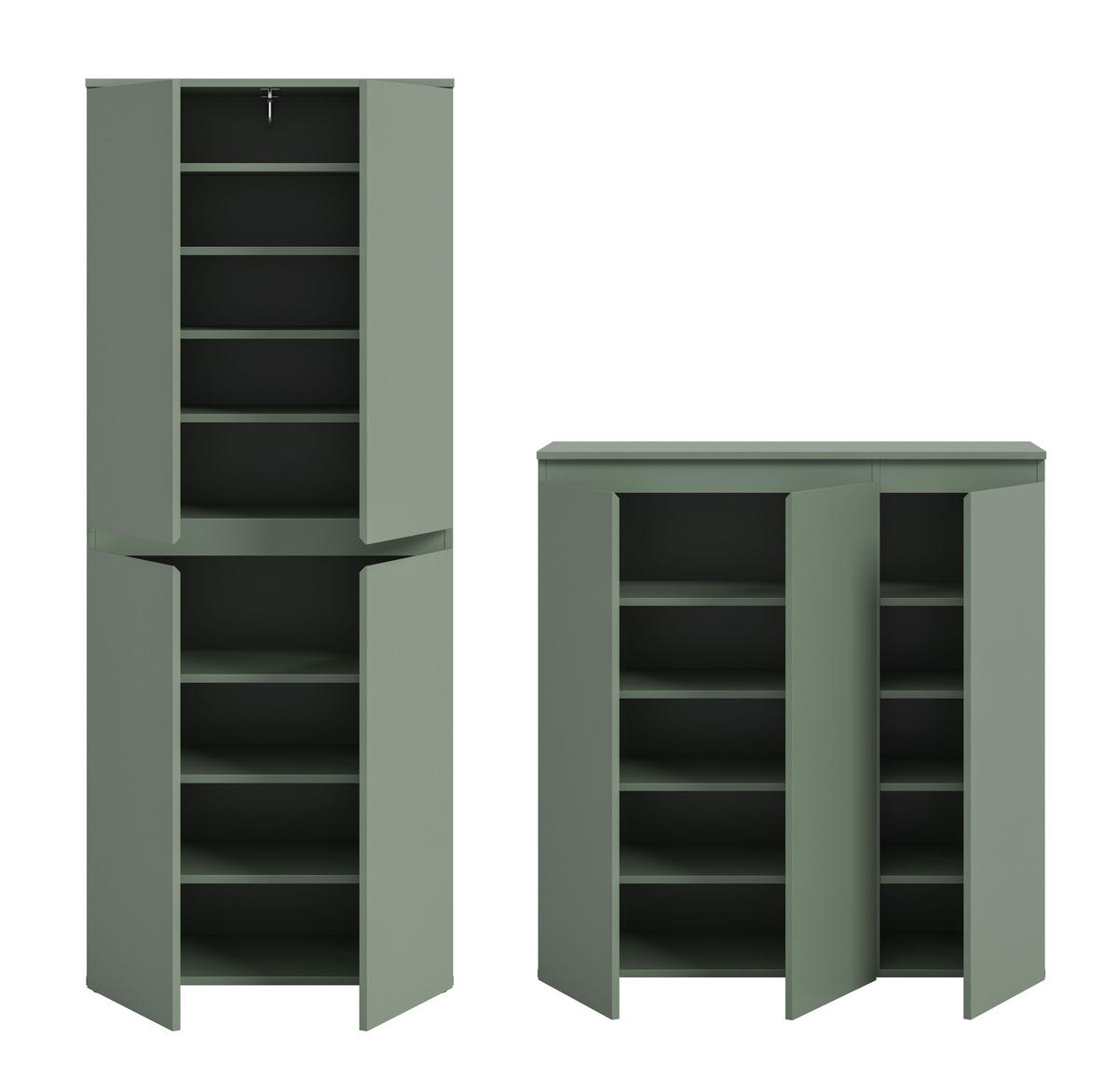 UNIVERSALSCHRANK SCARPA 2-tlg. (B/H/T: ca. 190/175/37 cm) in Smoke Green/Smoke Green - Dunkelgrün, Holzwerkstoff (190/175/37cm)