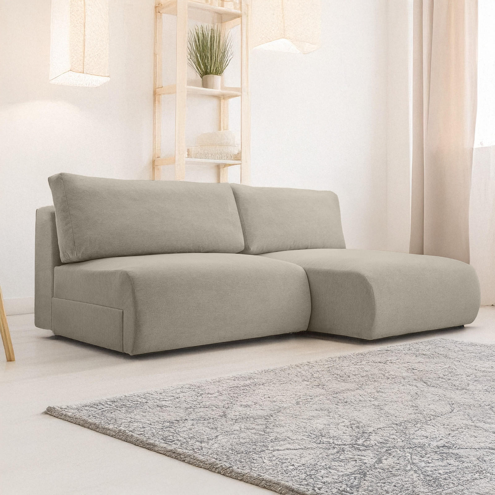 ECKSOFA Ripley mit Schlaffunktion, Hellgrau - Hellgrau, Textil (223/150cm) - Fedve