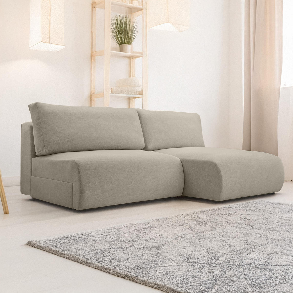 ECKSOFA Ripley mit Schlaffunktion, Hellgrau - Hellgrau, Textil (223/150cm) - Fedve