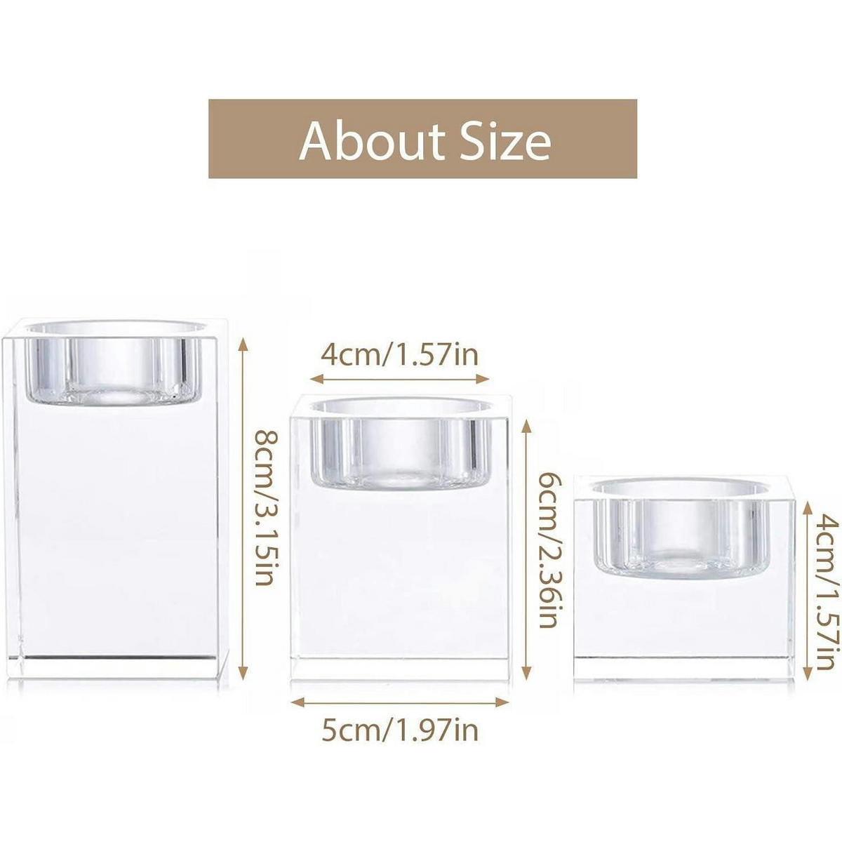 TEELICHTHALTER Kristallglas Set 3-teilig transparent - Transparent, Glas (8cm)